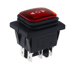 Interruptor de balancim momentâneo com 6 pinos planos, reset switches, lados duplos, retorno da mola ao meio, após lançado, vermelho claro, 12-24V, 220V