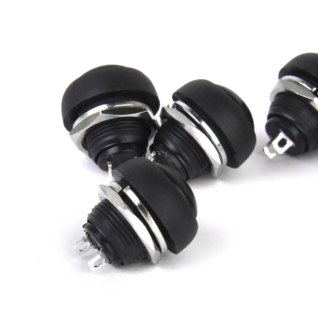 5 Pieces Momentary Horn Switch Waterproof for Boat 3A/125V/AC 1A/250V Black