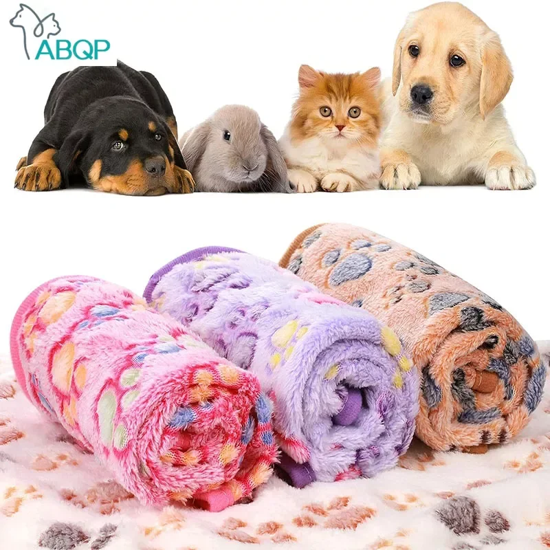 Pet Blanket Paw Print Fleece Blanket for Small Medium Pet Dog Cat Warm Soft Sleep Mat Guinea Pig Cage Liners Blanket Wholesale