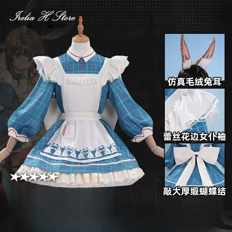 

Irelia H Store Arknights Amiya Cosplay Costume Game Amiya White Rabbit Maid dress Halloween Costumes Female