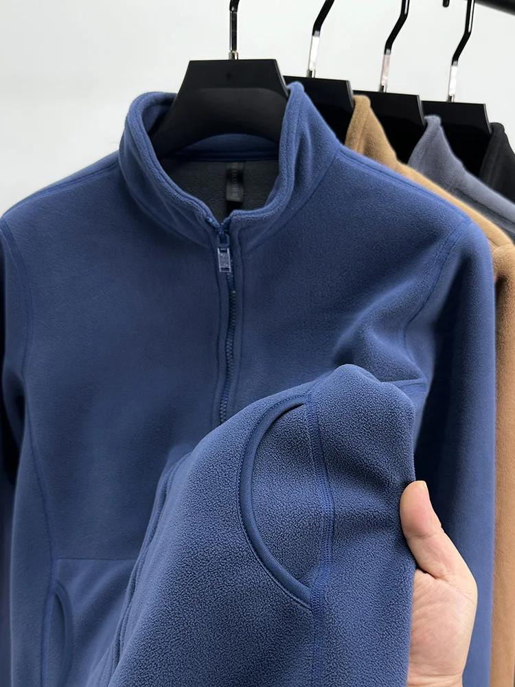 

High-End Fce Open Cardigan Men's Thiened Warm Stand Collar Jaet Autumn Winter Faionable Casual Polyester Fiber