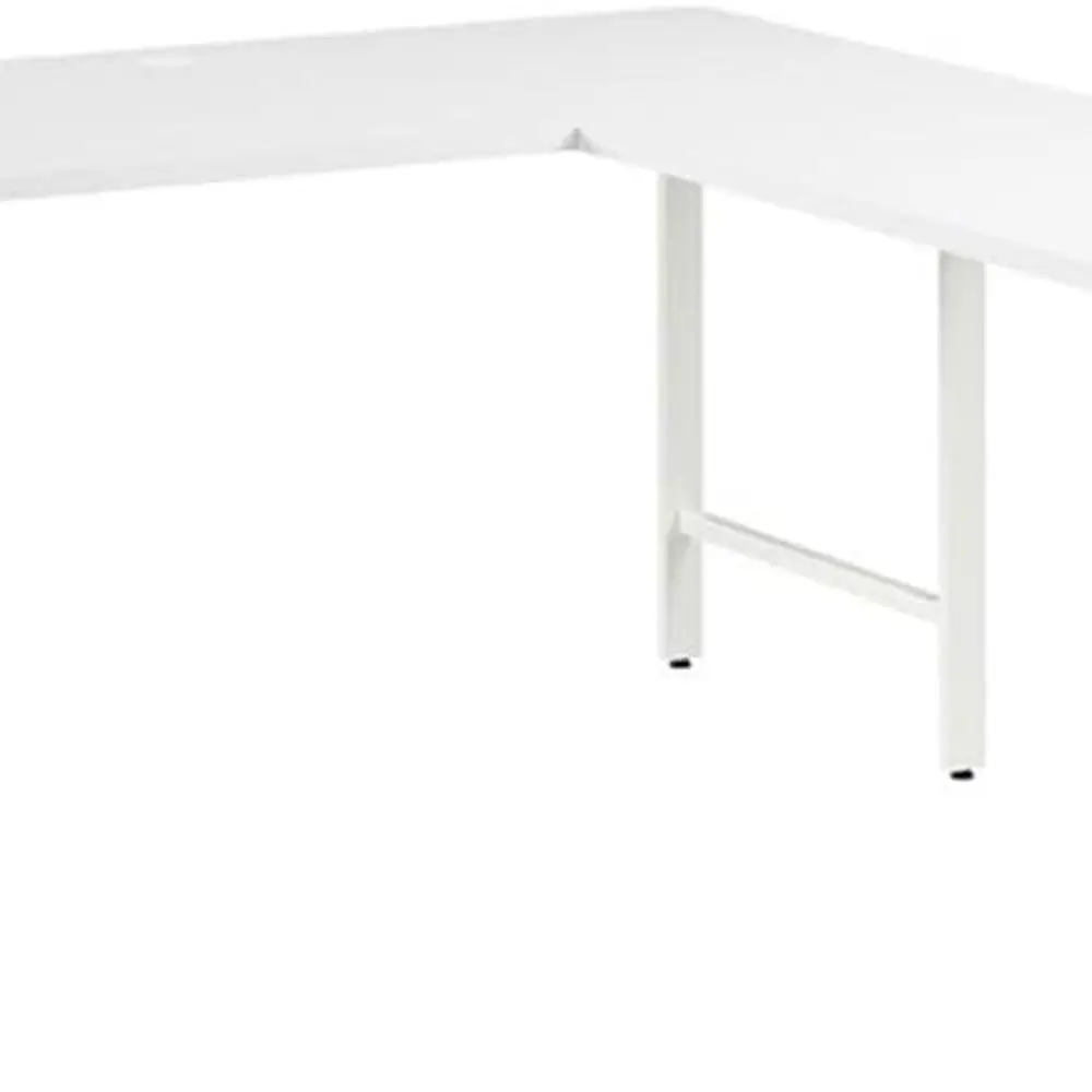 

White 60W x 30D L-Shaped Desk with Metal Legs for Home & Professional Office