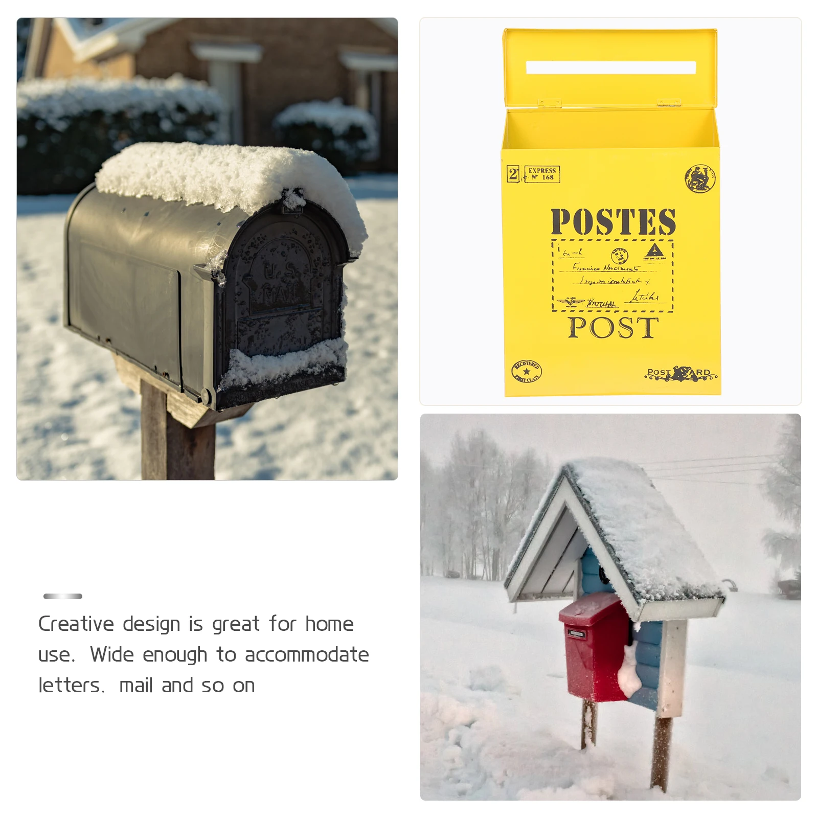 

Vintage Iron Mailbox Wall Mount Letter Box for Home Garden Decor Retro Style Metal Post Box with