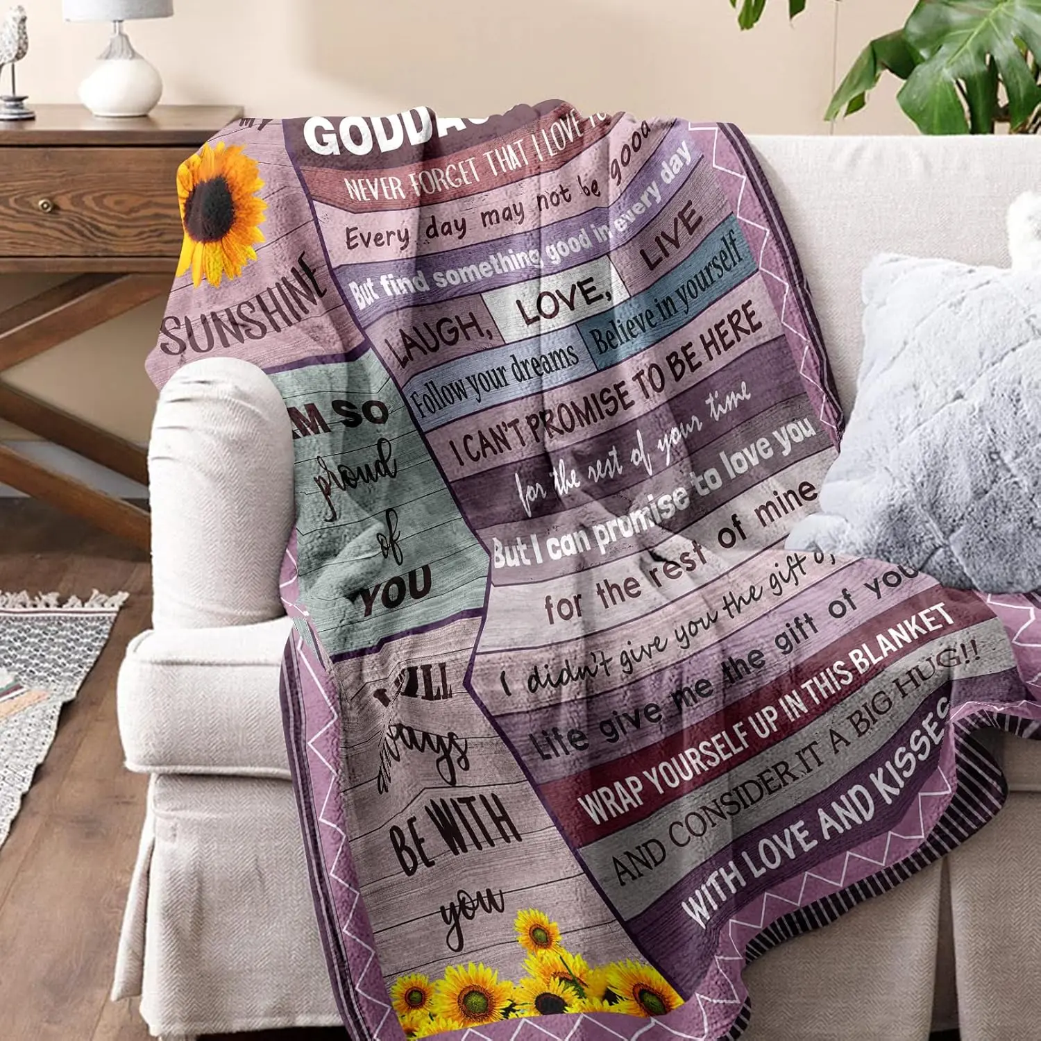 هدايا Goddaughter من العرابة العراب العرابة لهدايا المعمودية Godson للفتيات والأولاد بطانية هدايا أولى مقاس 60 بوصة × 50 بوصة