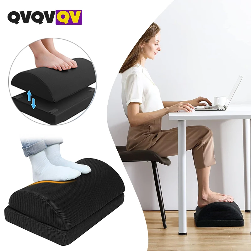 2 In1 Heights Adjustable Foot Rest Under Desk, Soft Memory Foam Footrest Under Desk with Washable Cover, Ergonomic Under Desk