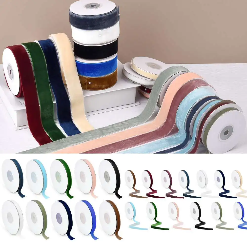 

5Yard 2.5/1cm Velvet Ribbons Color Single Face Flocking With DIY Gift Box Packaging Bow Garment Accessories Velvet