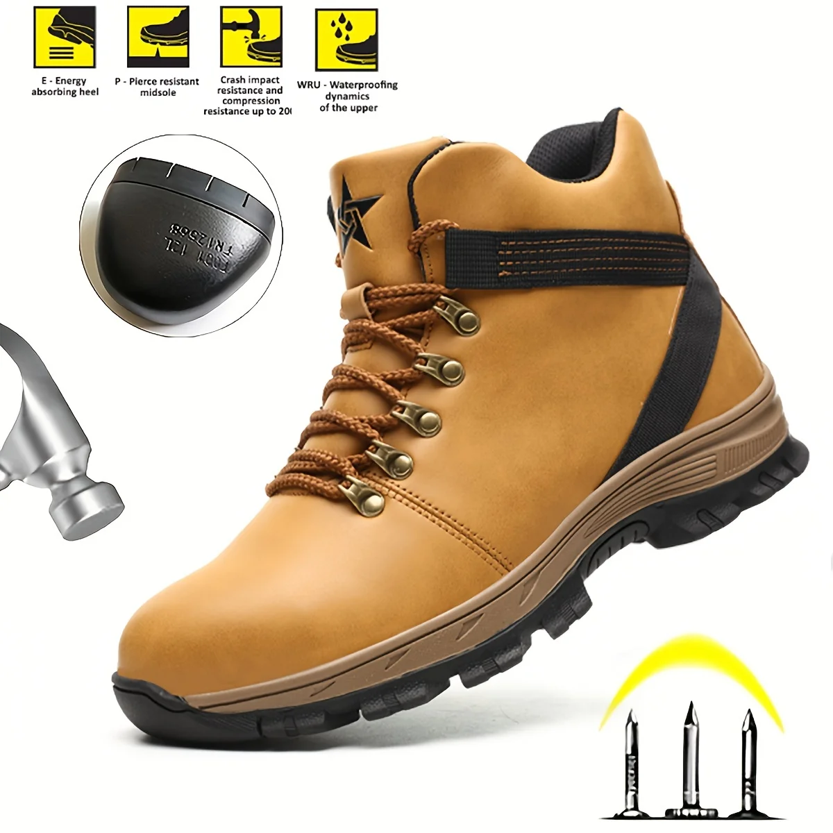 Zapatos de seguridad para hombre, botas protectoras, antigolpes, antipuñaladas, zapatillas de trabajo, zapatos con punta de acero, botas de trabajo indestructibles