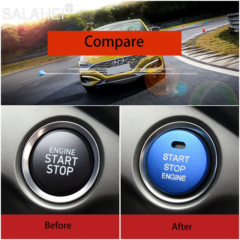 For Hyundai Festa 2019 One-click Start Decoration Ring Cover Ignition Switch Protective Cover Interior Car Stickers Accessories