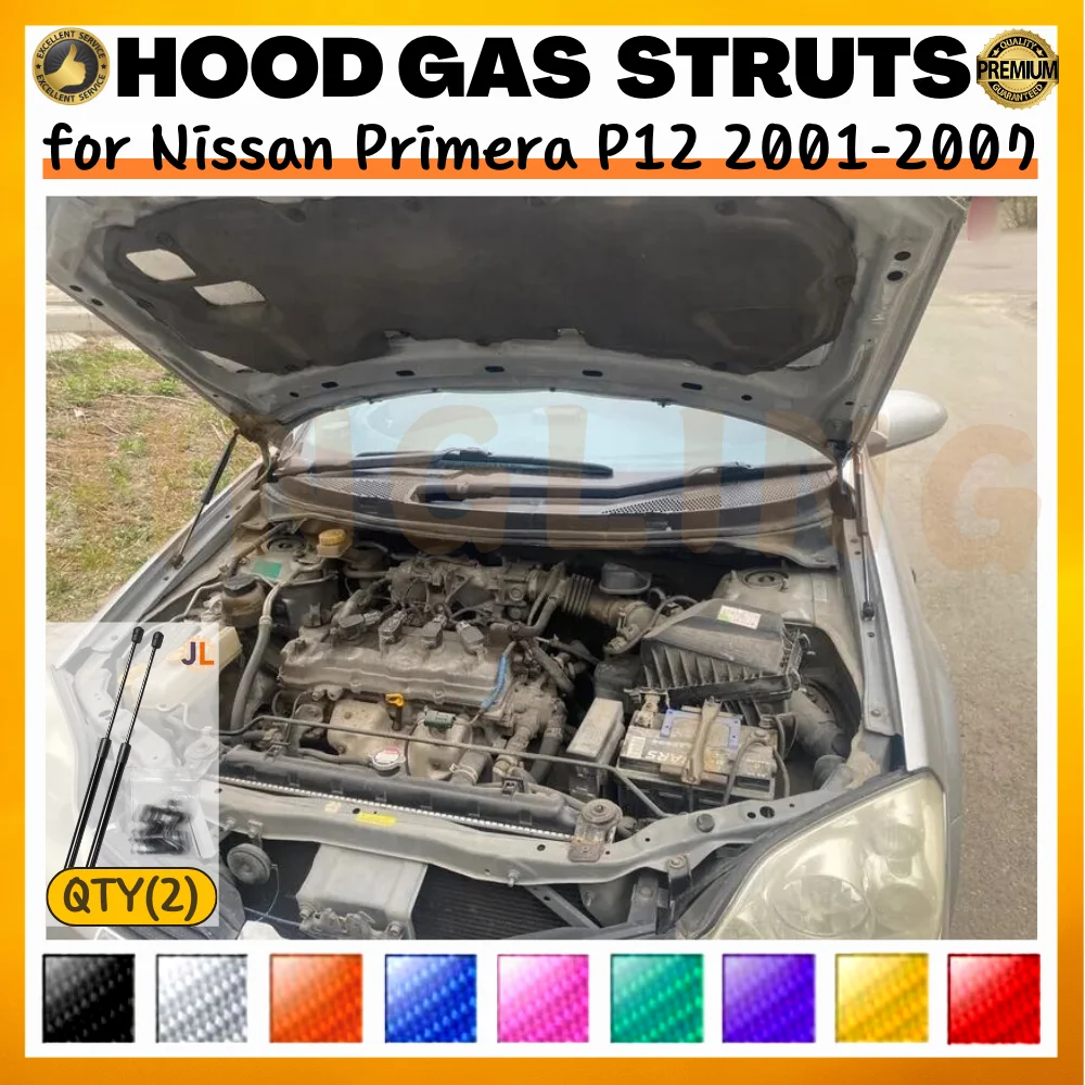 

Qty(2) Стойки капота для Nissan Primera P12 2001-2007, модификация переднего капота, опоры для подъема, демпферы, газовые пружины, амортизаторы