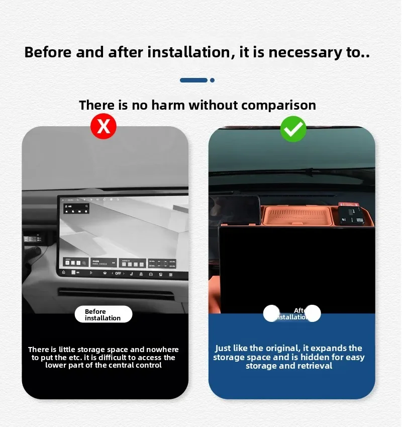 

For Lynk & Co 900 2025 Car Center Console Navigation Screen Rear Storage Box ETC Privacy Organizer Box Car Interior Accessories