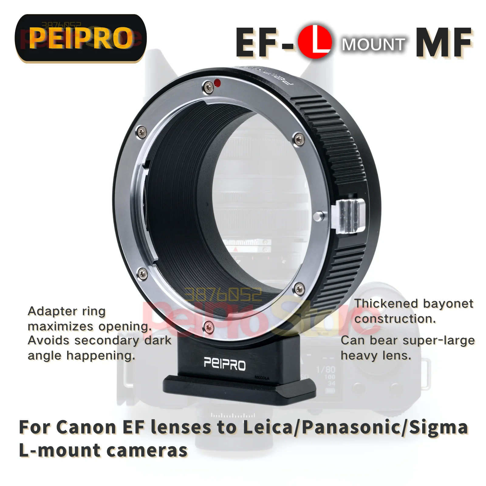 PEIPRO EF-L MF for Canon EF Lens to L Mount Camera lens adapter converter for LUMIX S1/S1R SIGMA fp Leica SL/SL2 L mount cameras