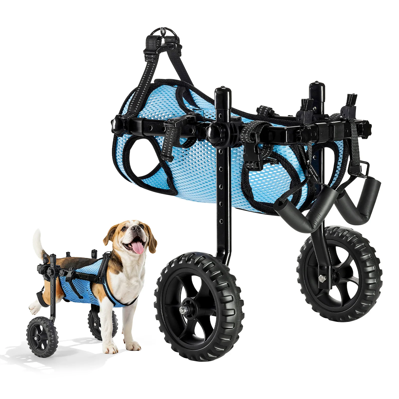 

SucceBuy Dog Wheelchair for Back Legs Adjustable 2 Wheels Lightweight Dog Cart with Shock-Absorbing Wheels for Disabled Dogs