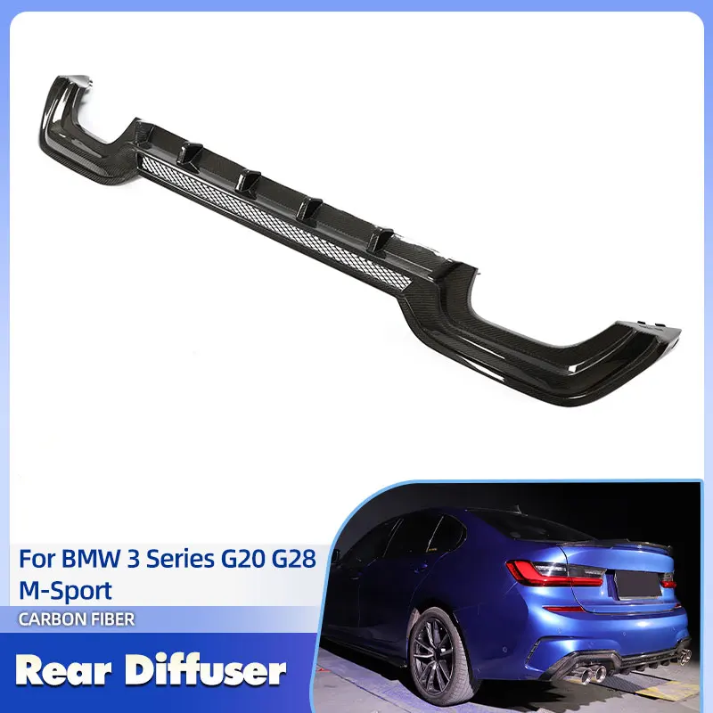 

Car Rear Bumper Diffuser Lip Spoiler Carbon Fiber for BMW 3 Series G20 G28 M-Sport 2020-2022 Rear Apron Lip Body Kit FRP