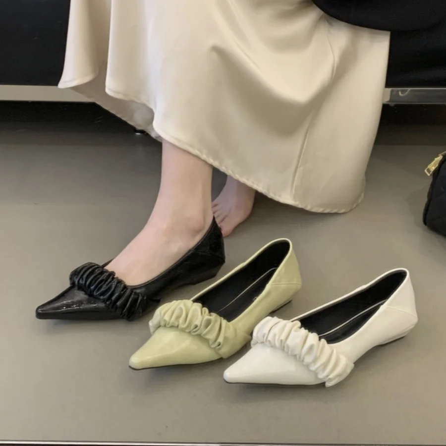 

Туфли-лодочки с острым носком, на мягкой подошве, в стиле ретро, изысканные и элегантные