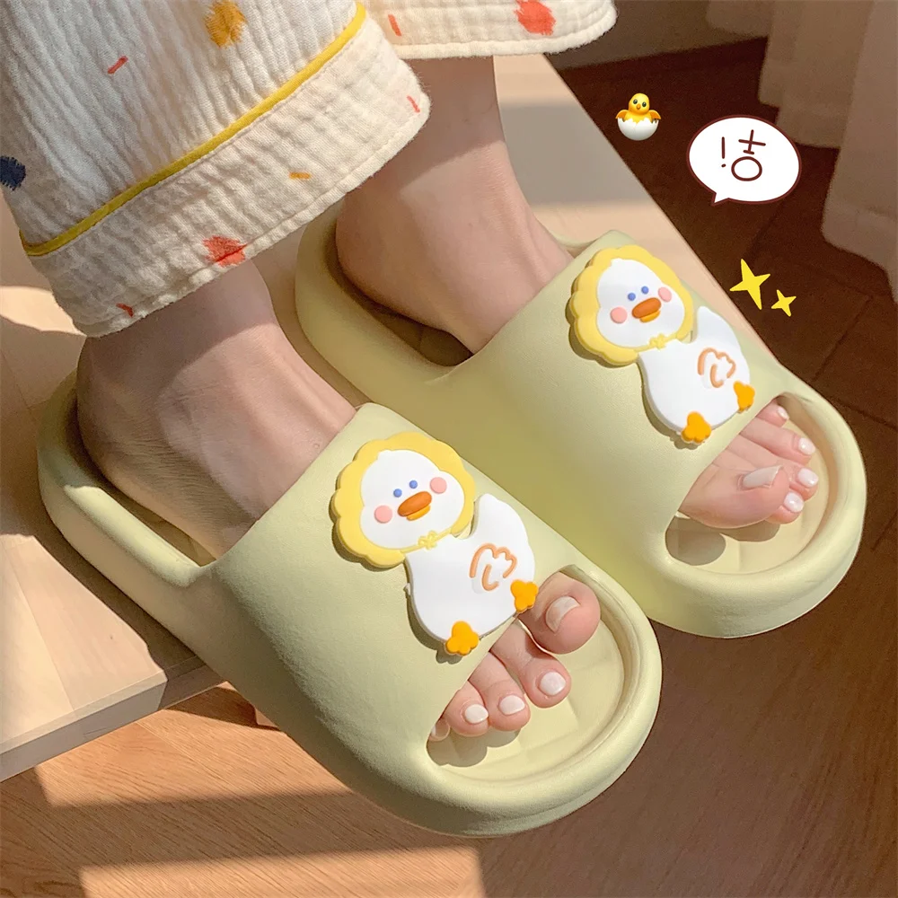 Slim EVA Sandals For Summer Cute Duckling Fashion Home Slipper  Non Slip Men's And Women's Thick Sole Flip Flops