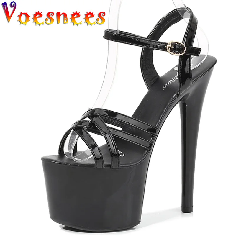 Patent Leather Stripper Heels Girls Shoe for Party Club Women Sexy Show Sandals 15 17 CM High Heels Sexy Platform Sandals Pumps