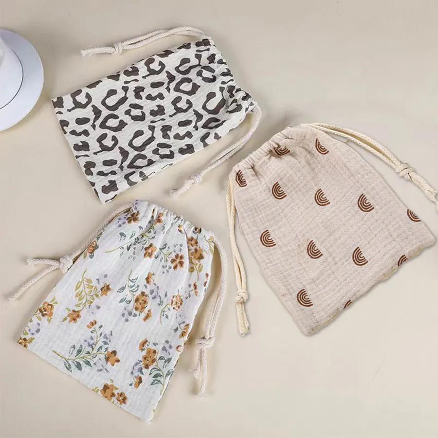 

25 * 25CM Cotton Drawstring Bag for Baby Essentials Outdoor Baby Diaper Storage Bag Portable Drawstring Bag