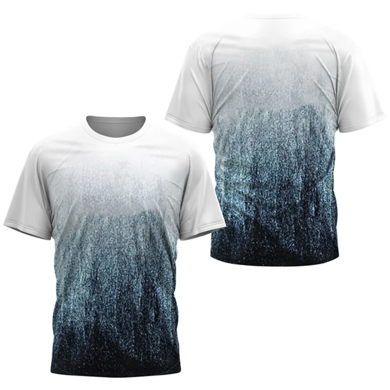 Summer Tops Fashion Gradient Stripe Print T-Shirt Men Badminton Table Tennis Comfort Clothing Casual Round Neck Sports T-Shirts