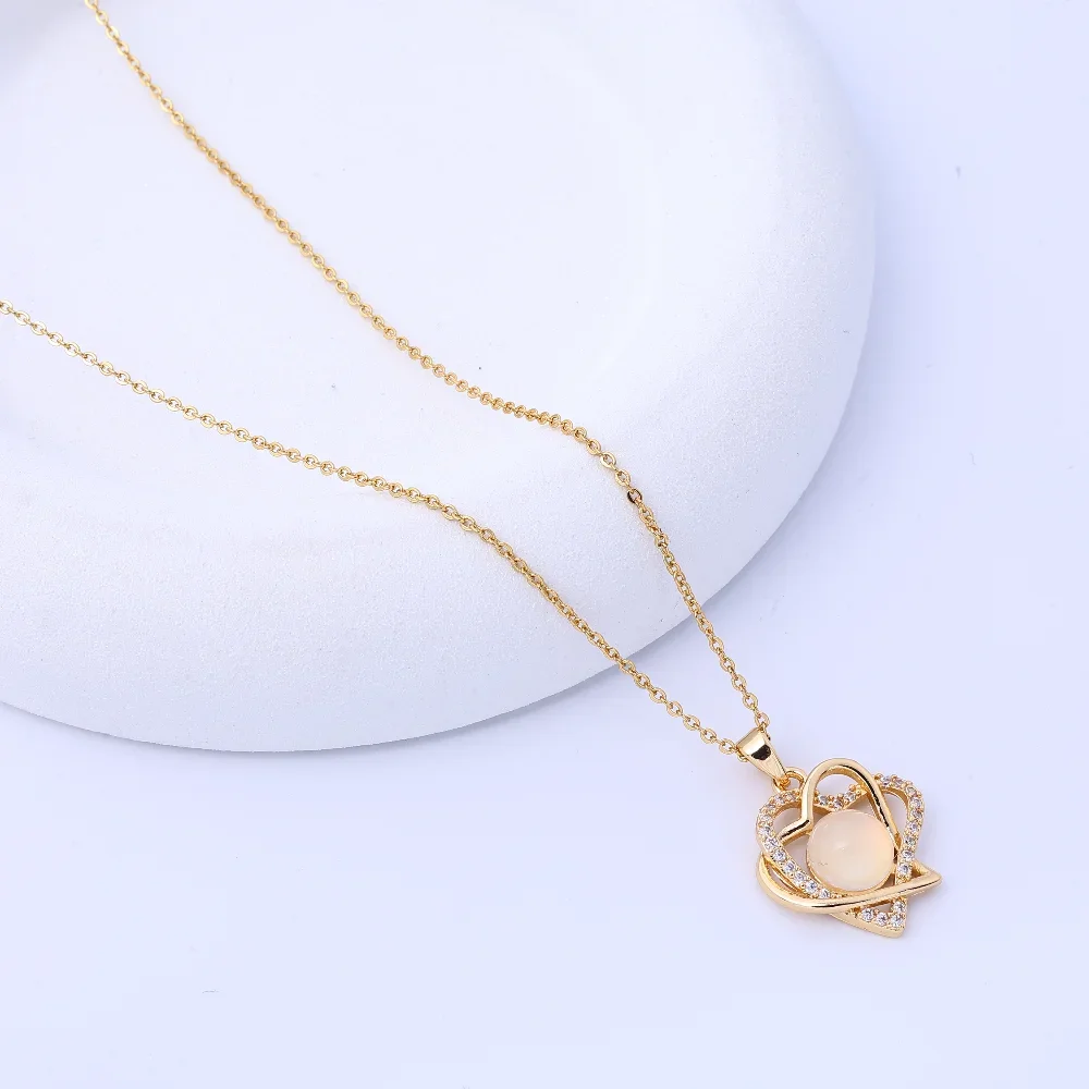 قلادة جميلة للنساء - قلادة لؤلؤ الحب على الطراز الأوروبي والأمريكي مع قلادة مرصعة بالألماس، سلسلة الترقوة، الأداء #2