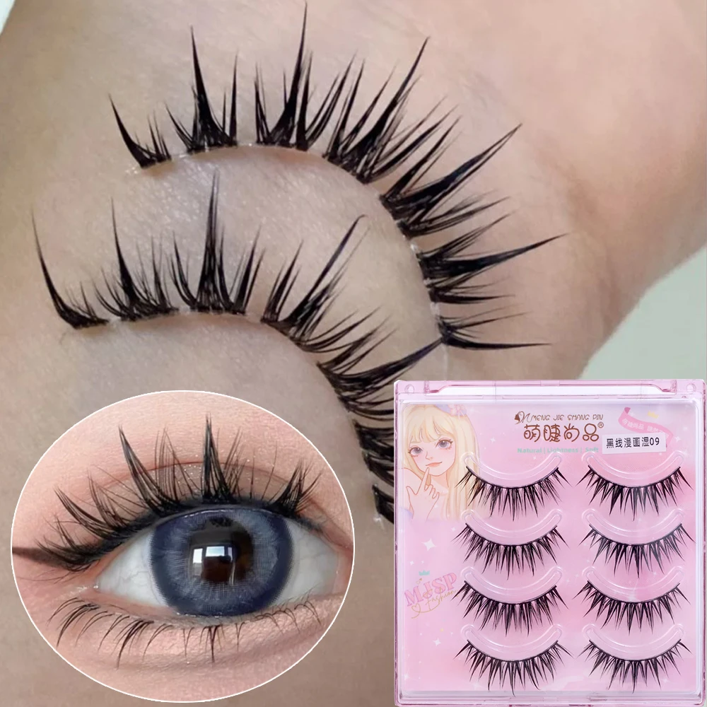 Natuurlijke Transparante Band Valse Wimpers Dikke Manga Wimper Clusters 3d Piekerige Wimpers Zachte Gevleugelde Dagelijkse Wimper Extensie Make-Up