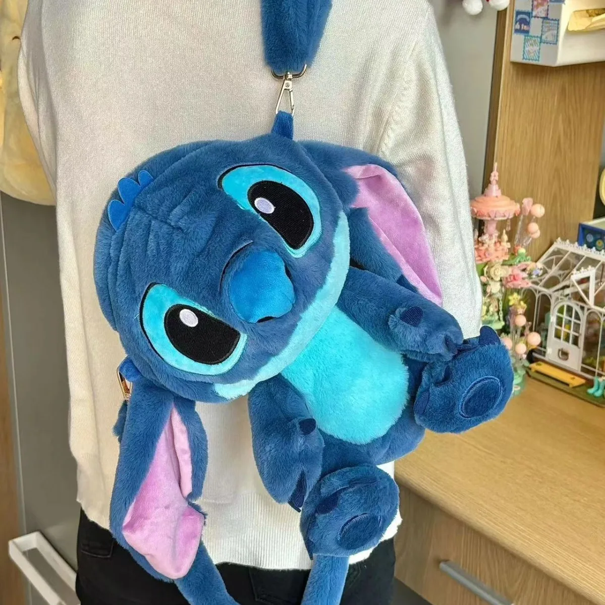 

Disney Stitch Plush Backpack Lilo&Stitch Cartoon Cute Dolls Shoulder Bag Personalized Furry Dolls Small Satchel Girls Backpacks