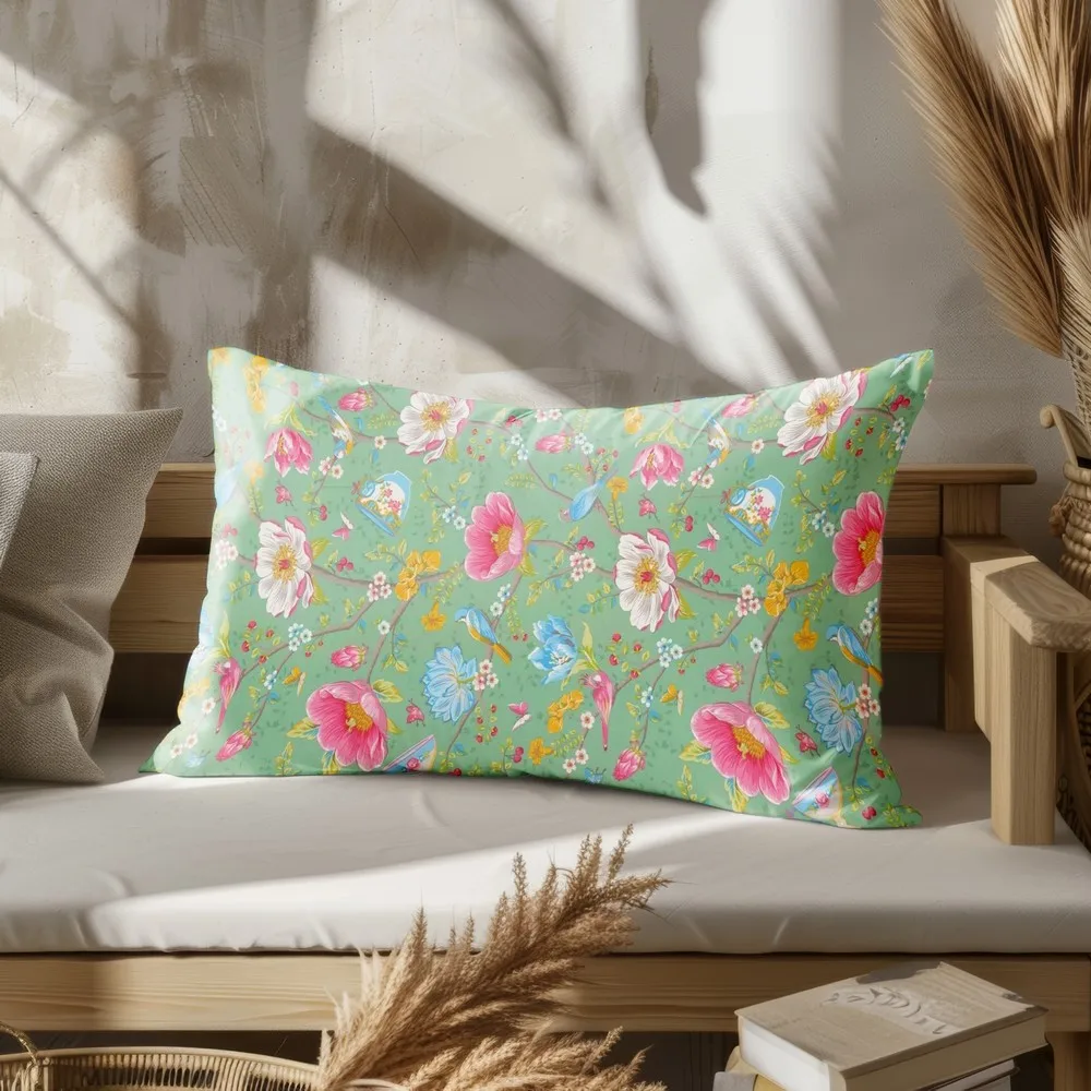 Home Decor Colorful Floral Pattern Pillowcase Suitable For Sofa Bedroom Car Pillow Cover Cushion Rectangular Back Cushion