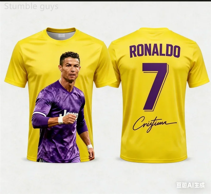 Men's Ronaldo #7 Sport T-shirt Breathable Moisture Wicking Outdoor Summer Jersey Kids Boys Clothes