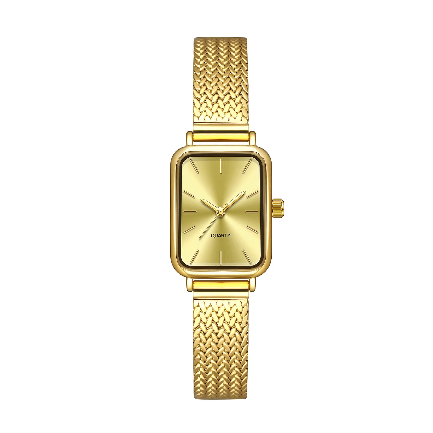 ساعة MAYZHISU الفاخرة الخفيفة للنساء بحزام من الفولاذ المقاوم للصدأ وأذن القمح كوارتز للنساء ساعة يد نسائية على مدار الساعة للسيدات