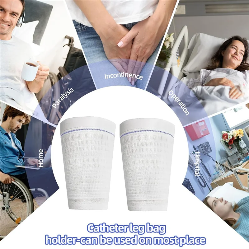 

AB11-Urine Catheter Leg Bag Holders For Secure Drainage - 2 Fabric Bag Sleeves With Customizable Straps For Men, Women M