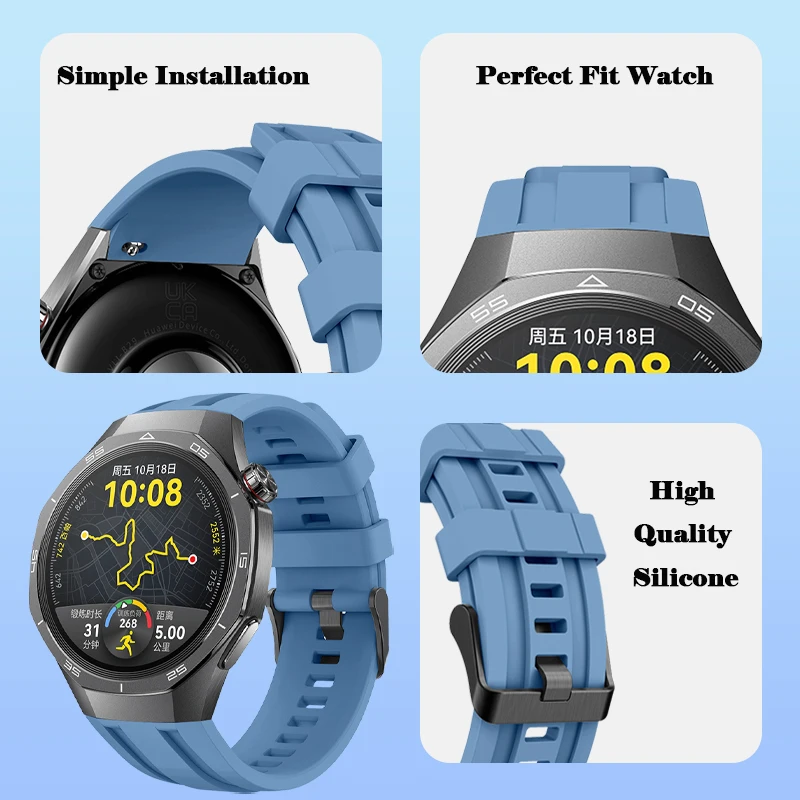 Bracelet fermoir en acier inoxydable pour montre Huawei GT5Pro, bracelet de montre en silicone exquis, 46mm