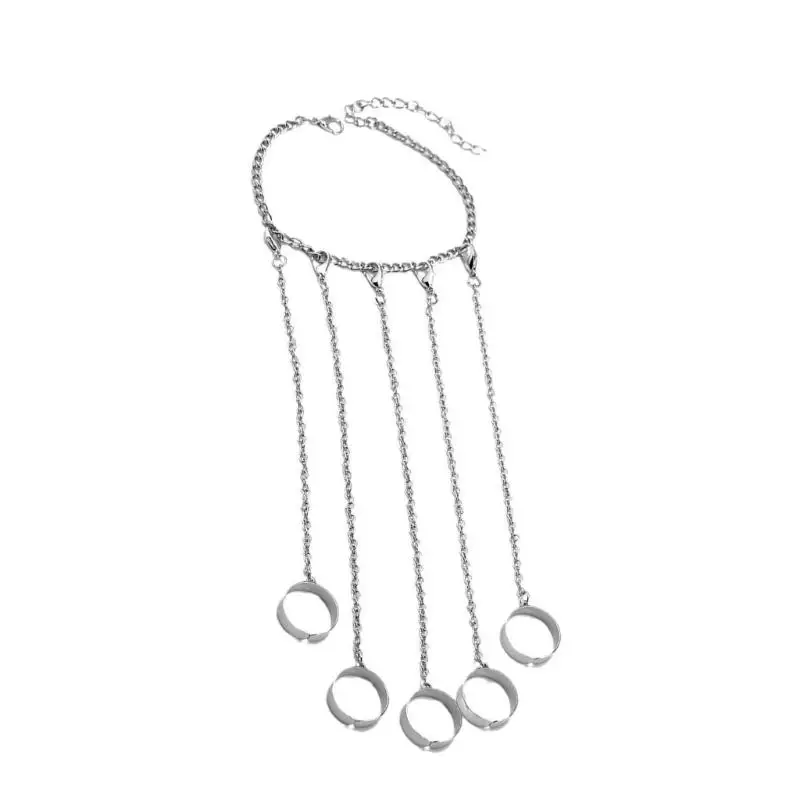 9HJK الشرير سلسلة شرابات سوار مع حلقات الاصبع الهدايا تسخير اليد القوطية