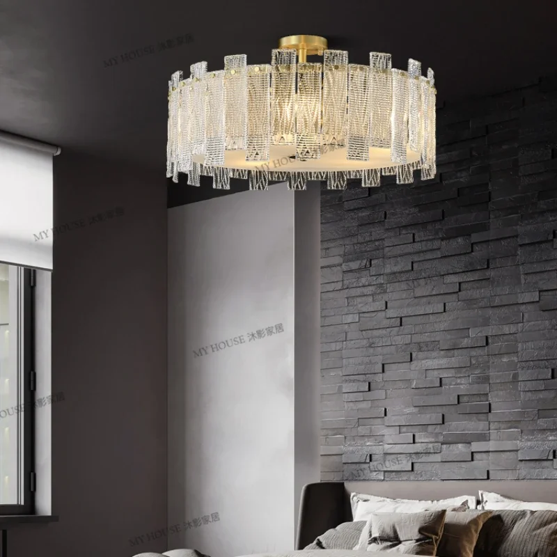 

Modern Luxury Glass Ceiling Light Designer Model Room Bedroom, Simple and Elegant, High end Master Bedroom Lighting