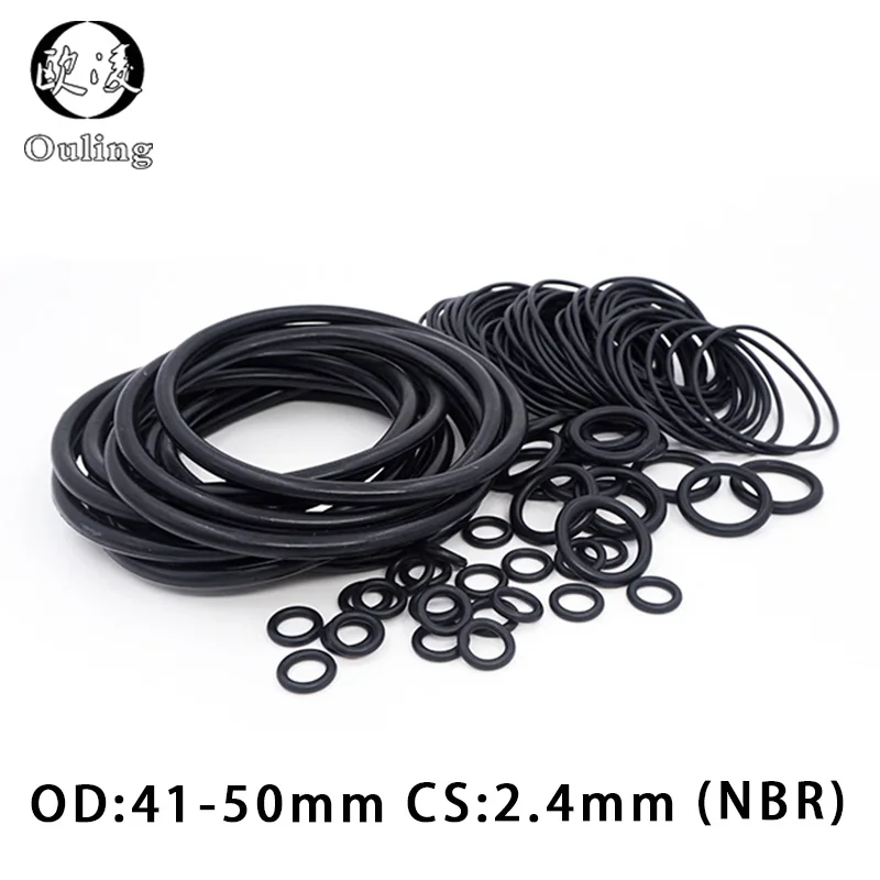 10PCS/Lot Black NBR O-Ring Seal CS2.4mm OD41-50mm Oil Resistant Nitrile Rubber Gasket Washer for Machinery Plumbing Sealing