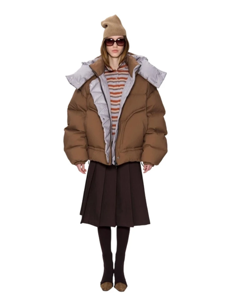 

Повседневное зимнее теплое женское хлопковое пальто с капюшоном на шнурке и длинными рукавами на молнии, утепленные женские короткие пальто 2025 года, модная женская куртка