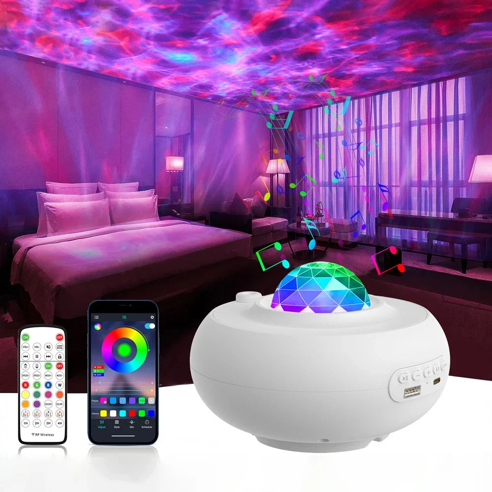 Star Projector LED Night Light with Bluetooth Remote - Sky Projection Lamp for Children's Bedroom Party Decor Gift