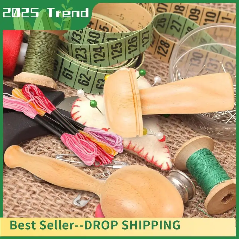 AA14 New 2 Pcs Darning Supplies Kit Darning Egg For Socks Darning Mushroom Wooden Darning Supplies With Eye Needles Sewing