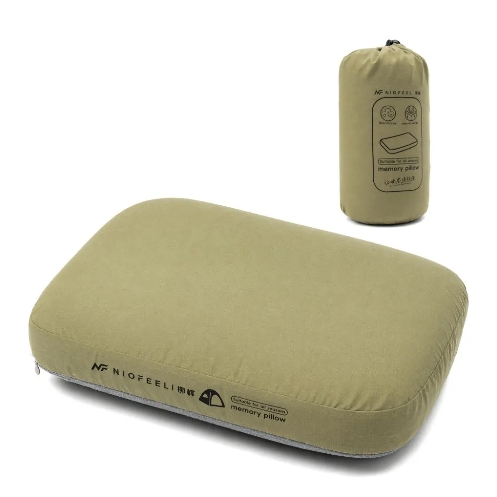 Portable Compact Memory Foam Pillow Removable Washable Travel Pillow Neck & Lumbar Support Ergonomic Camping Pillow Hiking