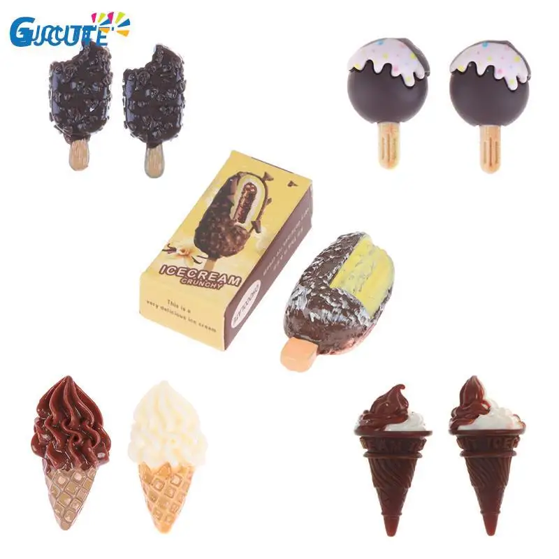 1:12 Dollhouse Chocolate Ice Cream Miniature Cakes Ice Cream Cups Doll Kitchen Accessories Miniature Foods Toys