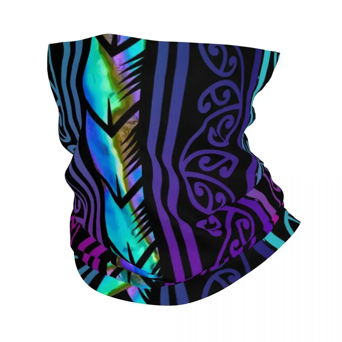 Maori With Inlayed Paua Shell Bandana Winter Neck Warmer Windproof Wrap Face Scarf for Ski New Zealand Gaiter Headband