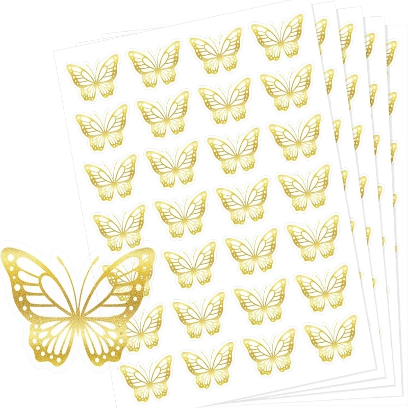 280 Pcs Butterfly Stickers Gold Foil Envelope Seals Stickers  Butterfly Preference Stickers