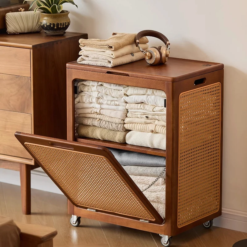 Large capacity storage box, oversized flip storage box, mobile finishing, covered clothes storage basket