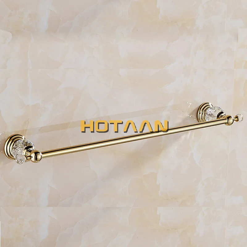 60cm Bathroom Single Towel Bar Towel Rack Towel Holder Solid stainless steel  Golden  Crystal Decoration Bathroom Accessories