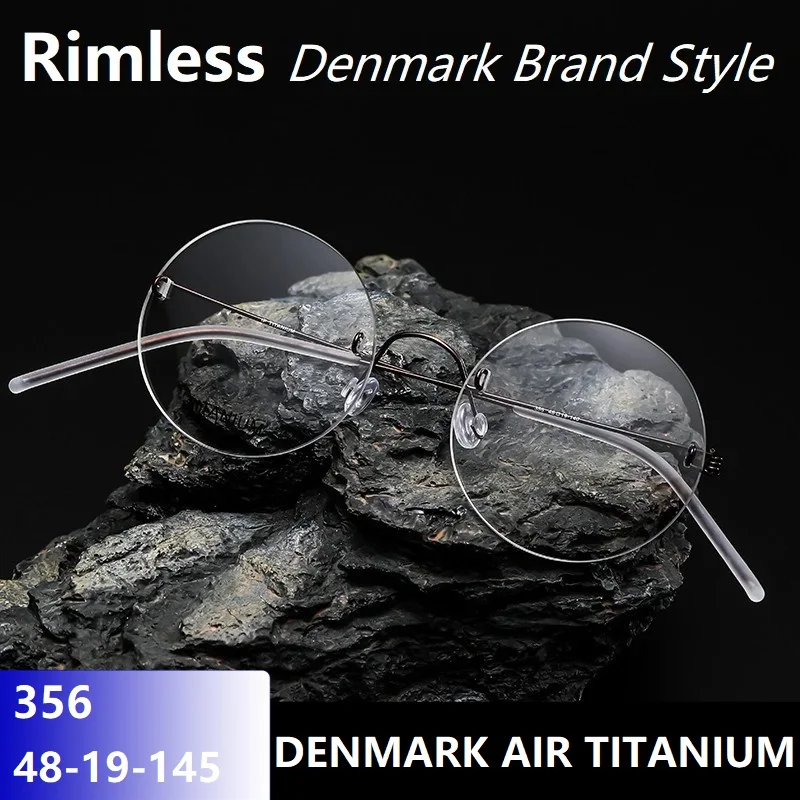 

Round Rimless Glasses Frame Screwsless Eyeglasses Frame Titanium Ultra Lightweight Frameless Denmark Brand Style Circular 356