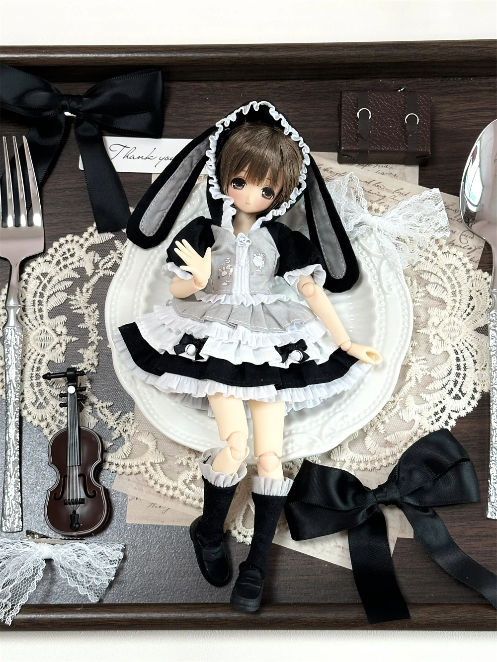 ชุดเสื้อผ้าตุ๊กตา BJD เหมาะสำหรับตุ๊กตา ob22 ob24 p20 ขนาด azone ชุดเสื้อผ้าน่ารักสไตล์ Frosting Trap อุปกรณ์เสริมตุ๊กตา (3 ชิ้น)