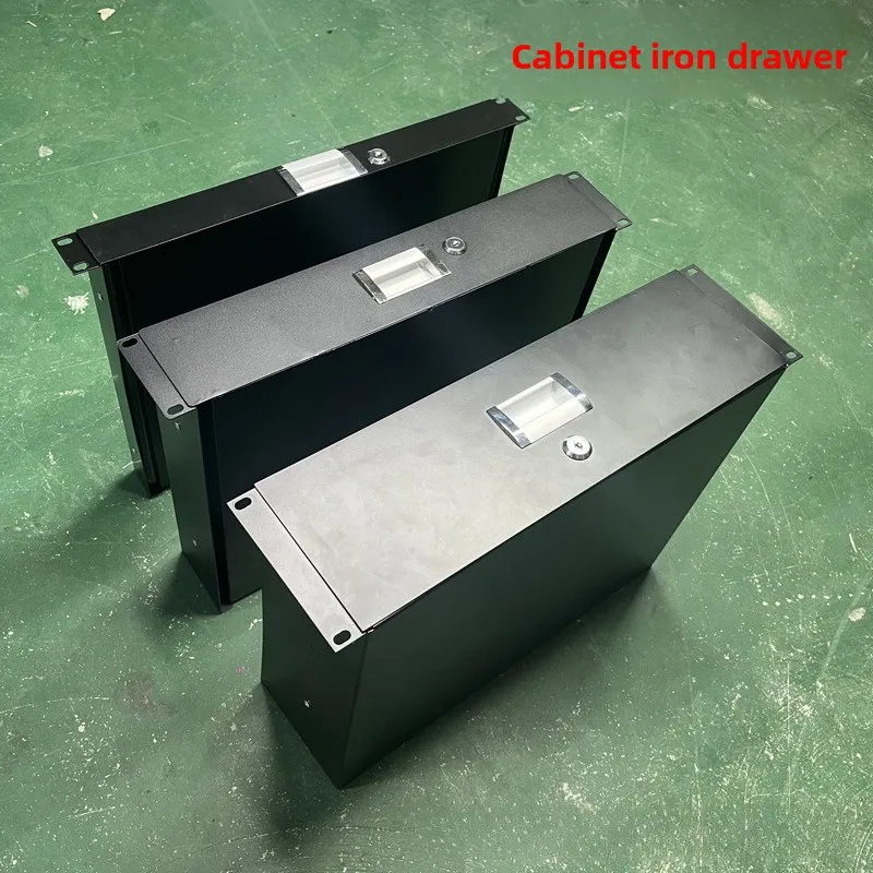 Black Metal Cabinet Microphone U Box 1U2U3U Iron Drawer Cabinet Box Storage Box Large Capacity Storage Pull