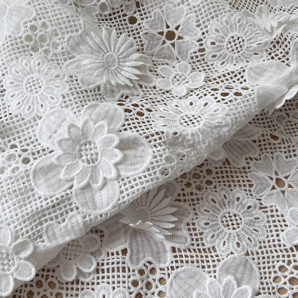 قماش دانتيل مطرز ثلاثي الأبعاد أنيق لفساتين الزفاف وقماش مصمم لتزيين المنزل بواسطة الفناء