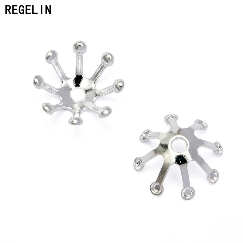 REGELIN 100pcs 10mm Vintage Filigree Jewerly Spacer Flowers Motif Charms Loose Bead End Caps Handmade for DIY Retro Jewelry