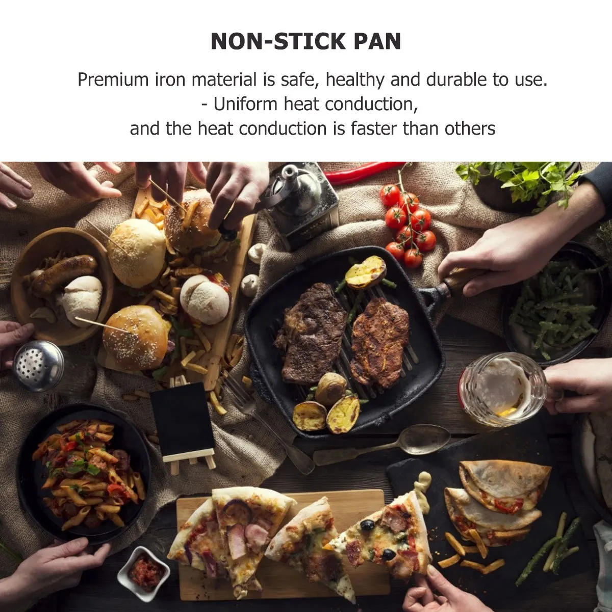 

Iron Frying Pan Non-Stick Surface for Bbq Steak Fish Cookware Round Baking Plate Portable Lightweight Kitchen Roasting Pan