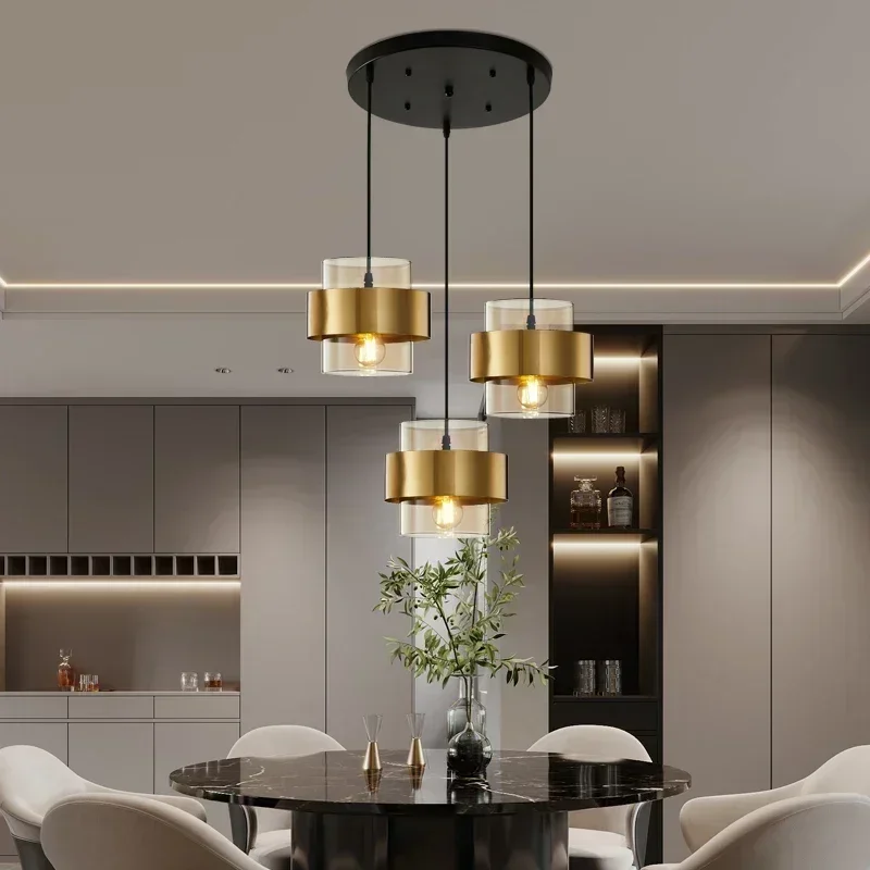 Nordic Postmodern Minimalist Creative Personality Pendant Lights Luxury Golden Aisle Restaurant Bedroom Bedside Small Chandelier