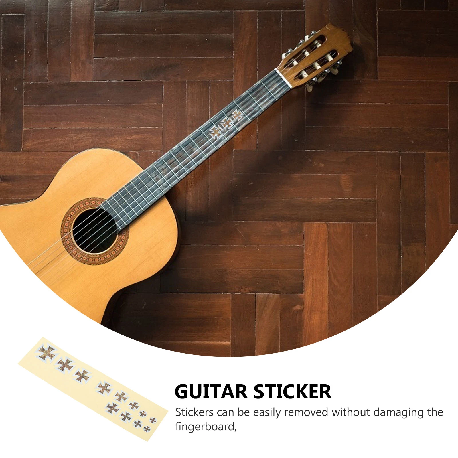 

3 pcs Cross Design Guitar Stickers Electric Acoustic Instrument Waterproof Decal Creative Fingerboard Patch Sweat-Proof Pvc